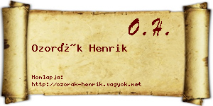 Ozorák Henrik névjegykártya